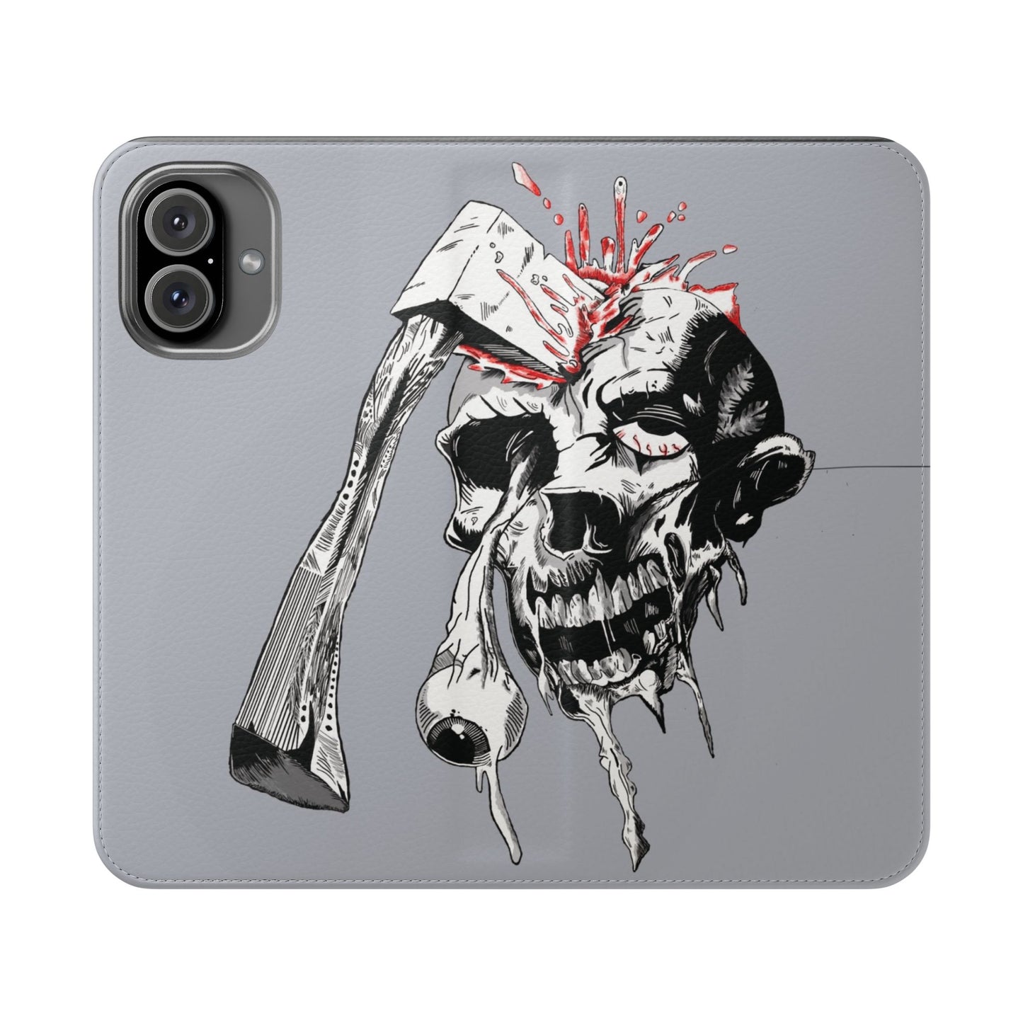 Edgy Skull Flip Case, Protective Phone Cover, Goth Aesthetic Accessory, Unique Gift for Him, Halloween Phone Case