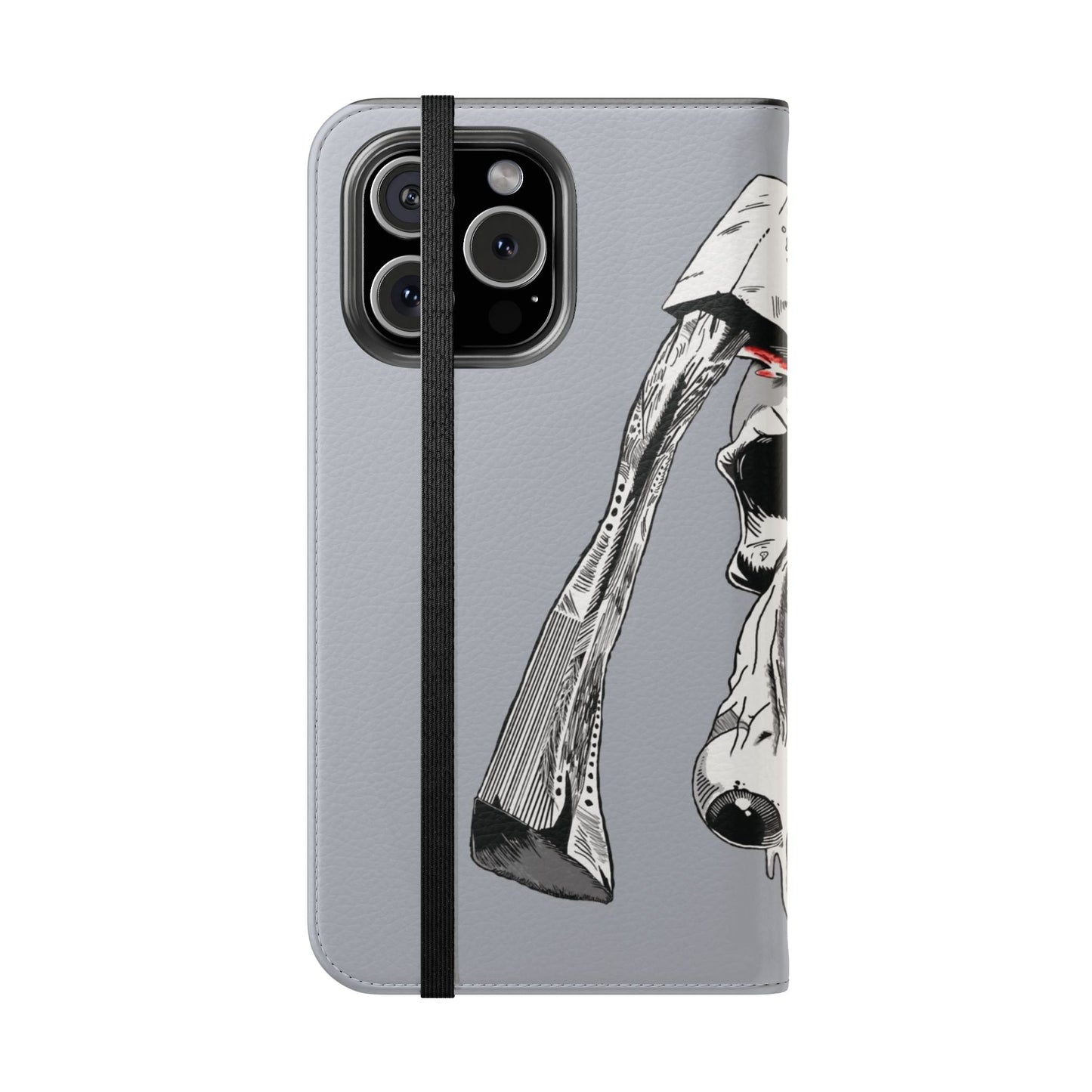 Edgy Skull Flip Case, Protective Phone Cover, Goth Aesthetic Accessory, Unique Gift for Him, Halloween Phone Case