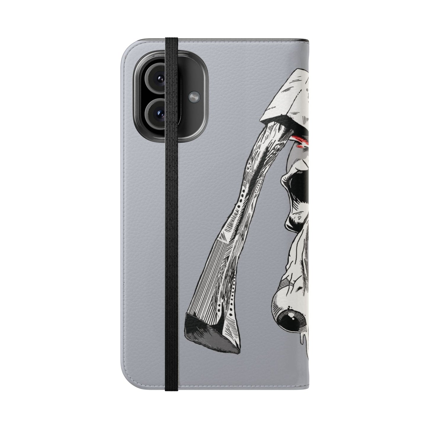 Edgy Skull Flip Case, Protective Phone Cover, Goth Aesthetic Accessory, Unique Gift for Him, Halloween Phone Case