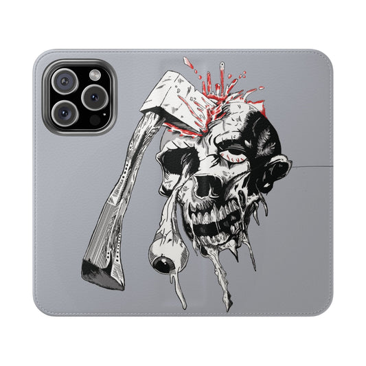 Edgy Skull Flip Case, Protective Phone Cover, Goth Aesthetic Accessory, Unique Gift for Him, Halloween Phone Case