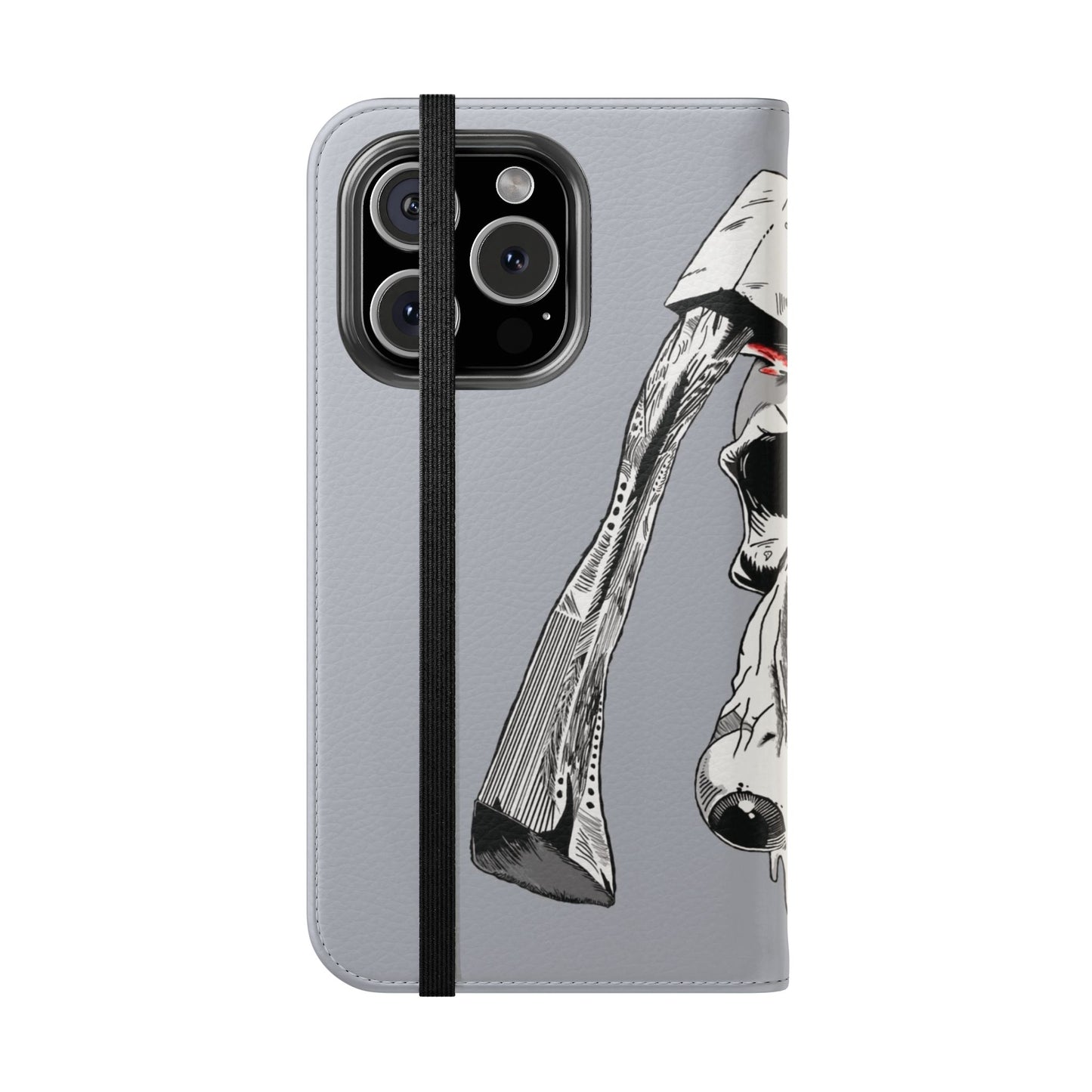 Edgy Skull Flip Case, Protective Phone Cover, Goth Aesthetic Accessory, Unique Gift for Him, Halloween Phone Case